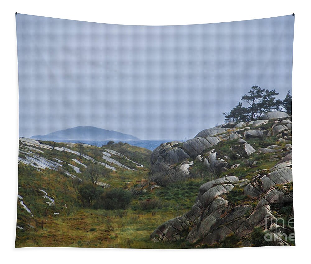 Landscape Tapestry featuring the photograph Rocky coast in Norway by Amanda Mohler