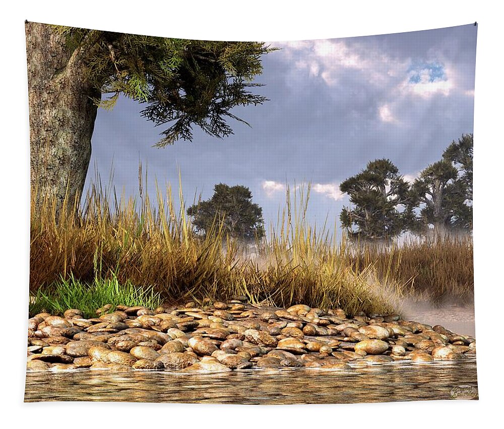Landscape Tapestry featuring the digital art Rocky Creek Landscape by Daniel Eskridge
