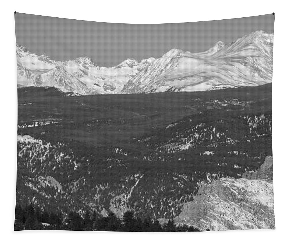 Winter Tapestry featuring the photograph Rocky Mountain Continental Divide Winter Panorama Black White by James BO Insogna
