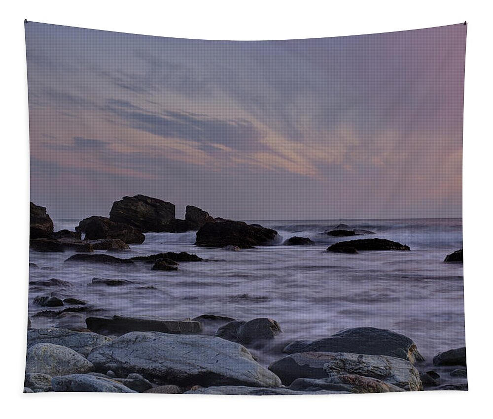 Andrew Pacheco Tapestry featuring the photograph Rocky Shore of Sachuest by Andrew Pacheco