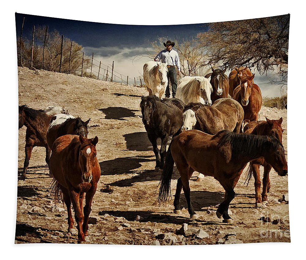 Rodeo Roundup Tapestry featuring the photograph Rodeo Roundup by Priscilla Burgers