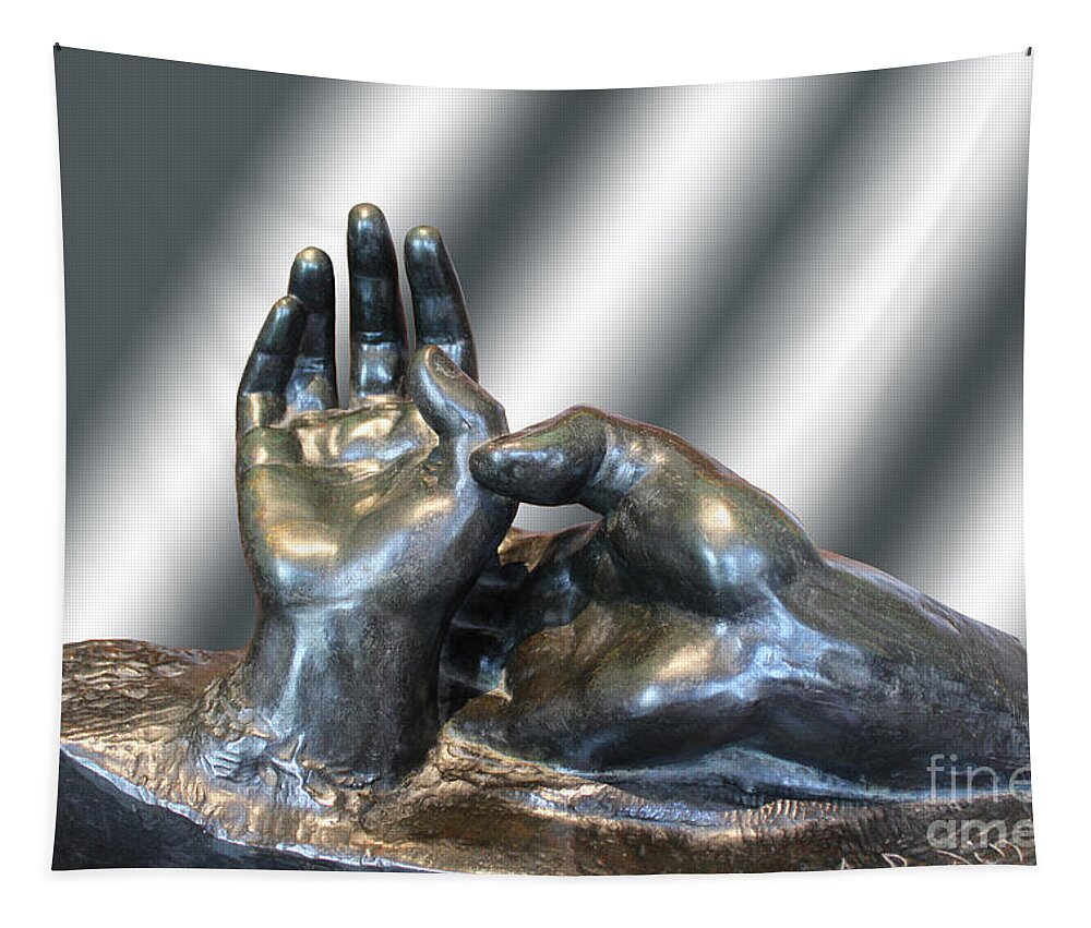 Rodin Hands Sculpture Tapestry featuring the photograph Rodin Hands Sculpture 02 by Carlos Diaz