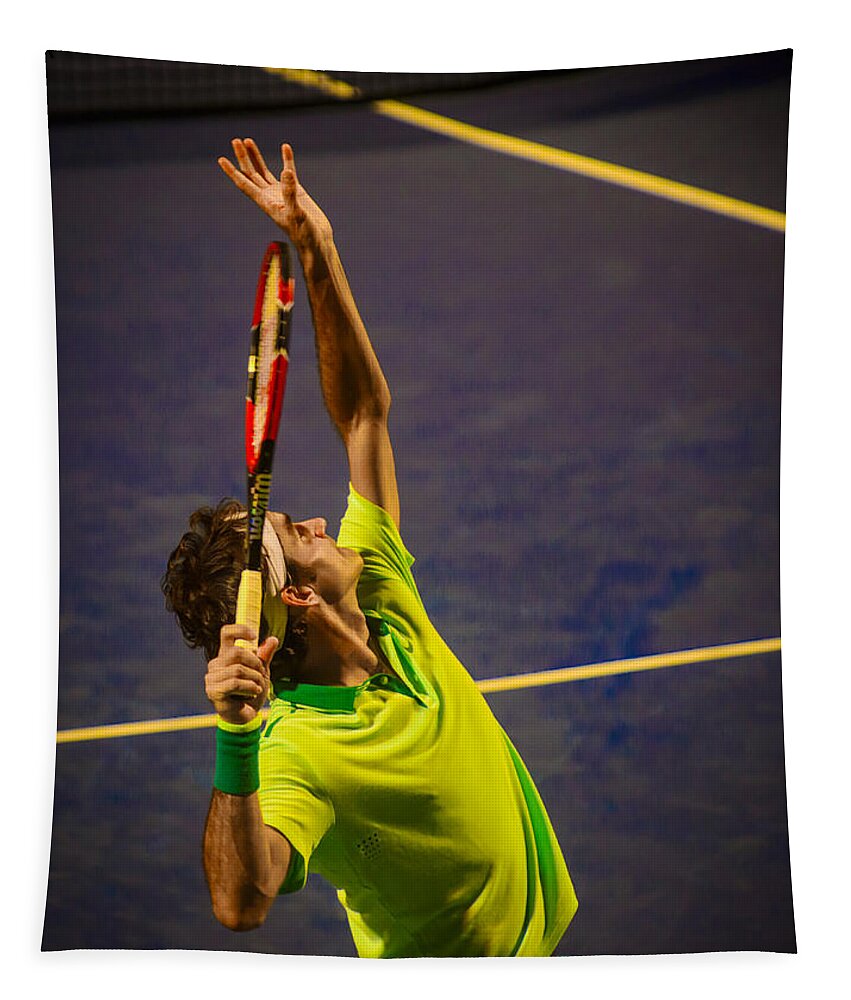 Roger Federer Tapestry featuring the photograph Roger Federer by Bill Cubitt