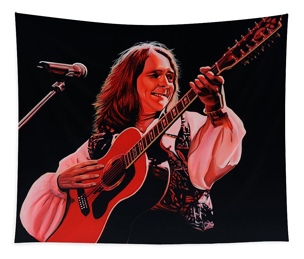 Roger Hodgson Tapestry featuring the painting Roger Hodgson of Supertramp by Paul Meijering