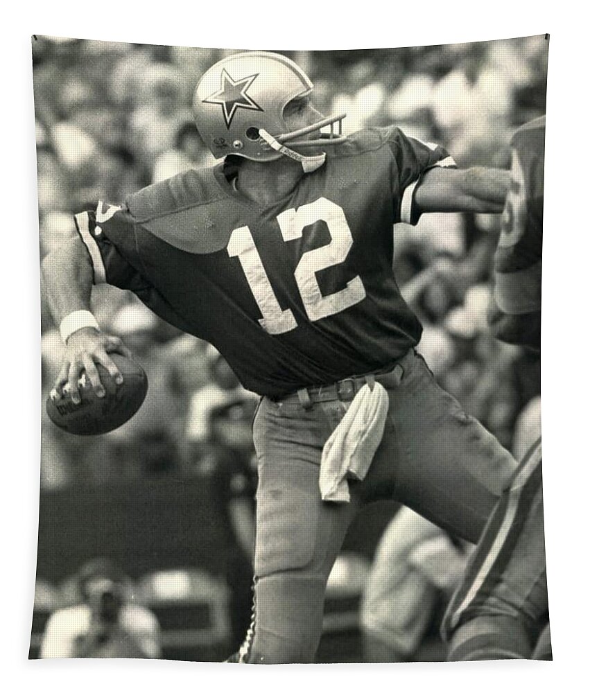Roger Tapestry featuring the photograph Roger Staubach Vintage NFL Poster by Gianfranco Weiss