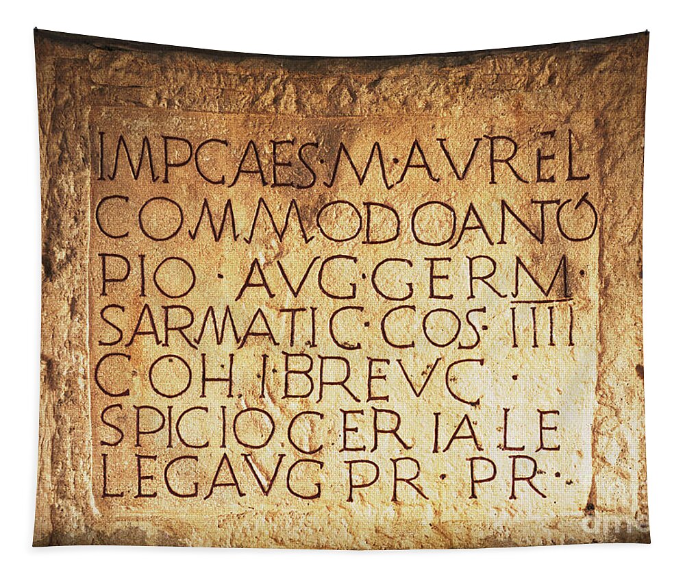 Stone Tapestry featuring the photograph Roman Inscription by Heiko Koehrer-Wagner