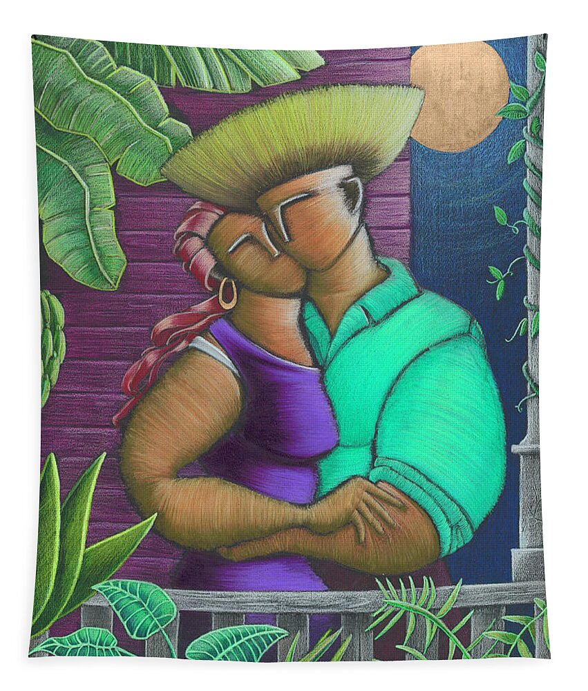 Puerto Rico Tapestry featuring the painting Romance Jibaro by Oscar Ortiz