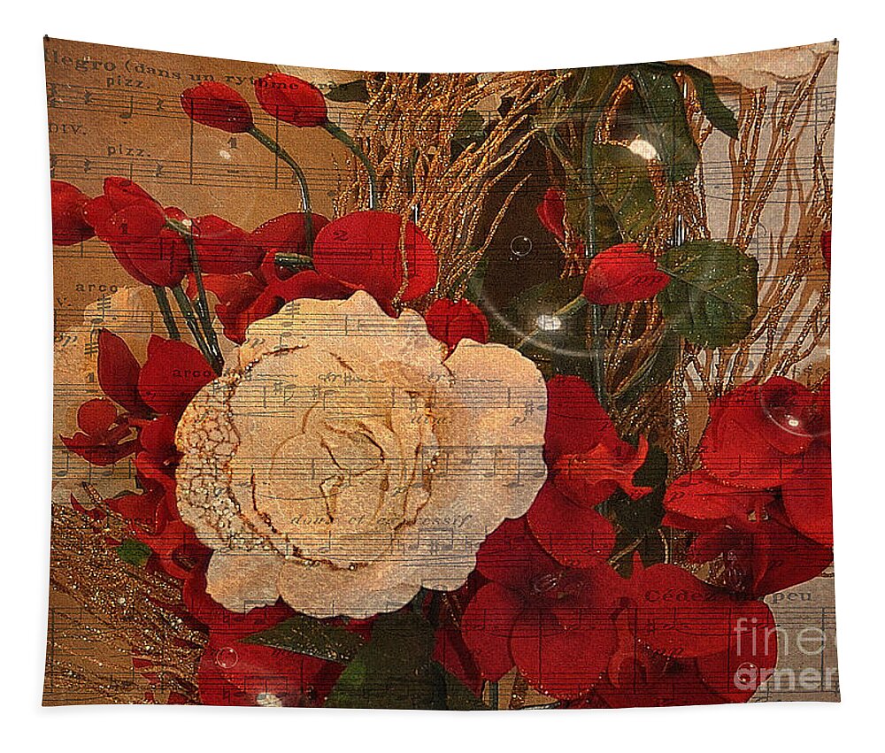 Flowers Tapestry featuring the photograph Roses Music Bubbles And Love by Kathy Baccari