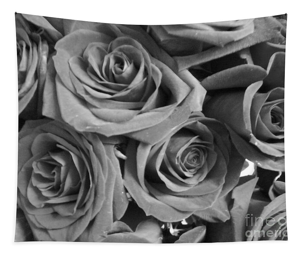 Rose Tapestry featuring the photograph Roses On Your Wall Black and White by Joseph Baril