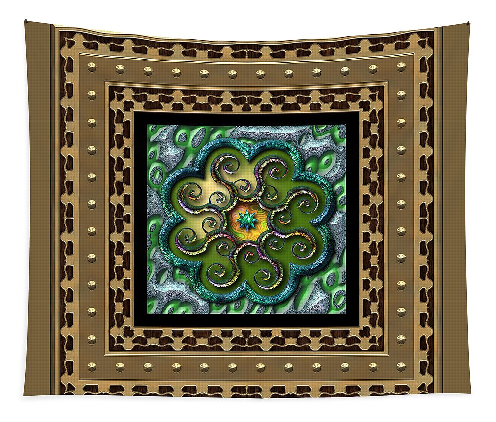 Green Tapestry featuring the digital art Roundabouts OctOs by Ann Stretton