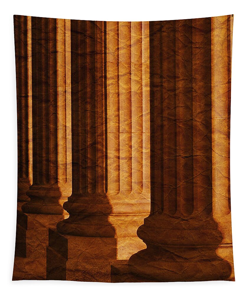 Architectural Tapestry featuring the photograph Row Of Large Columns by Don Hammond