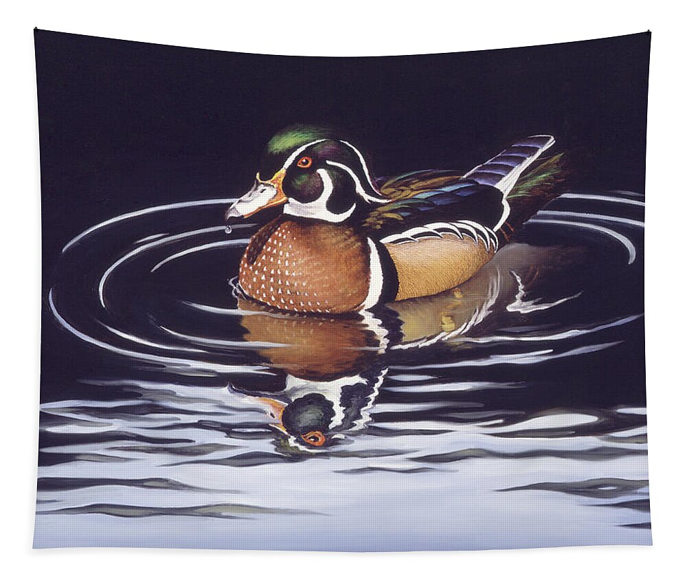 Duck Tapestry featuring the painting Royal Reflections by Richard De Wolfe