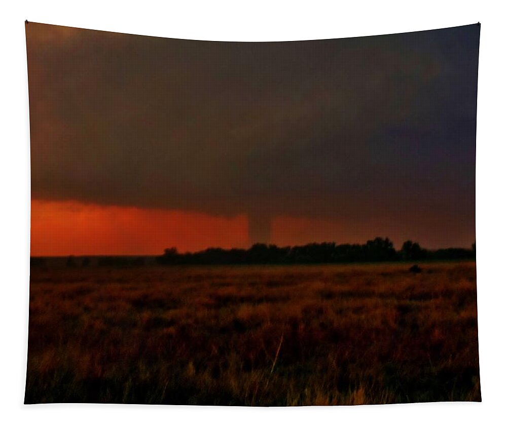 Tornado Tapestry featuring the photograph Rozel Tornado on the Horizon by Ed Sweeney