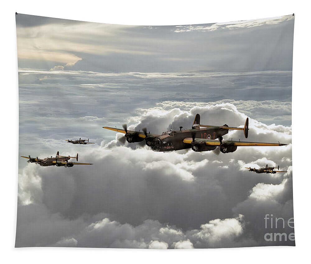 Handley Page Halifax Tapestry featuring the digital art Ruhr Valley Express by Airpower Art