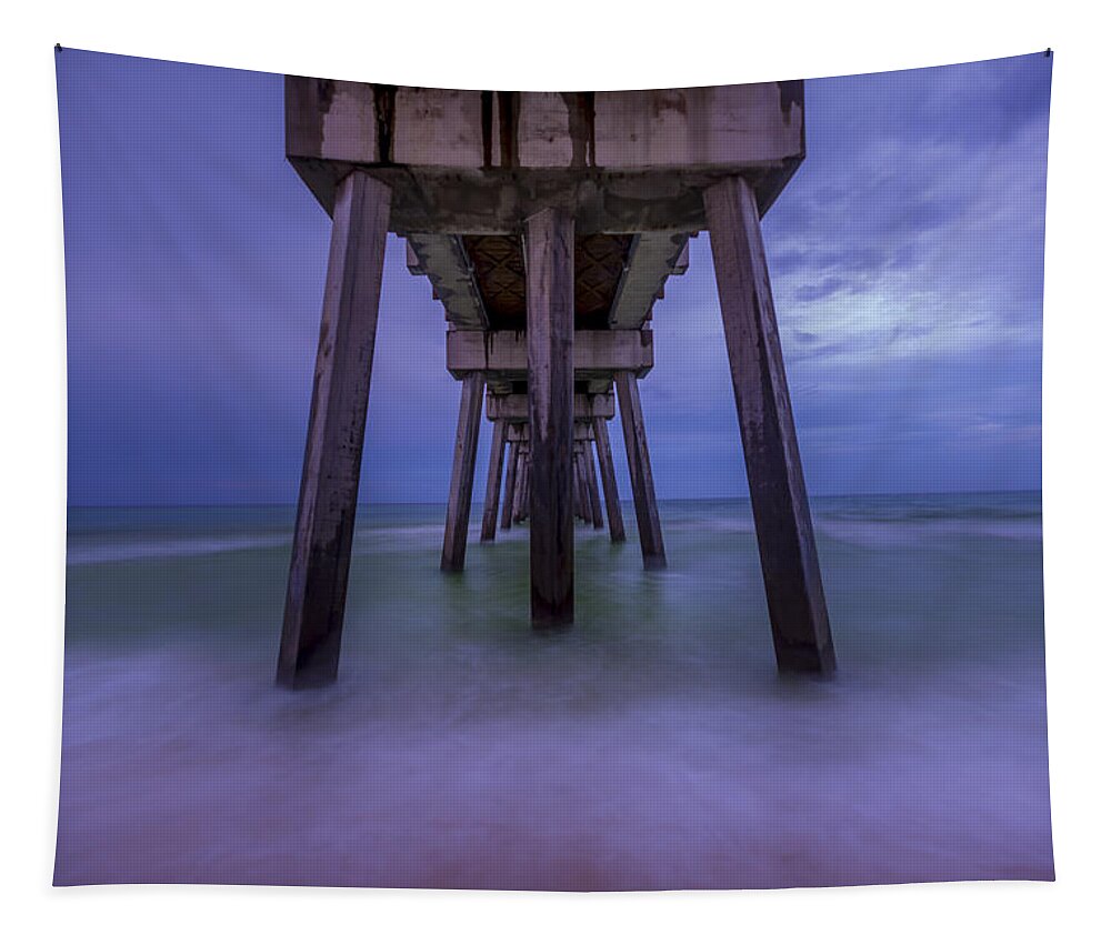 Russell Fields Pier Tapestry featuring the photograph Russell Fields Pier by David Morefield