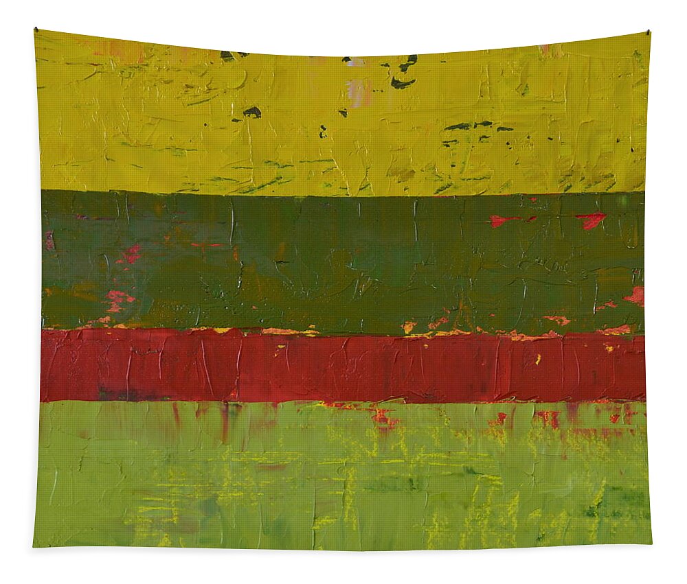 Stripe Tapestry featuring the painting Rustic Roadside Series 2 - Yellow Sky by Michelle Calkins