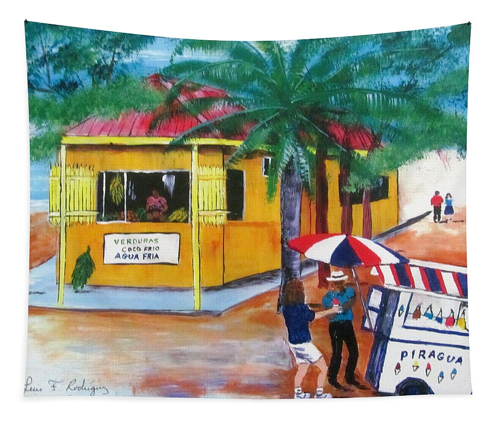 Fishing Market In Isabela Tapestry featuring the painting Sabor A Puerto Rico by Luis F Rodriguez
