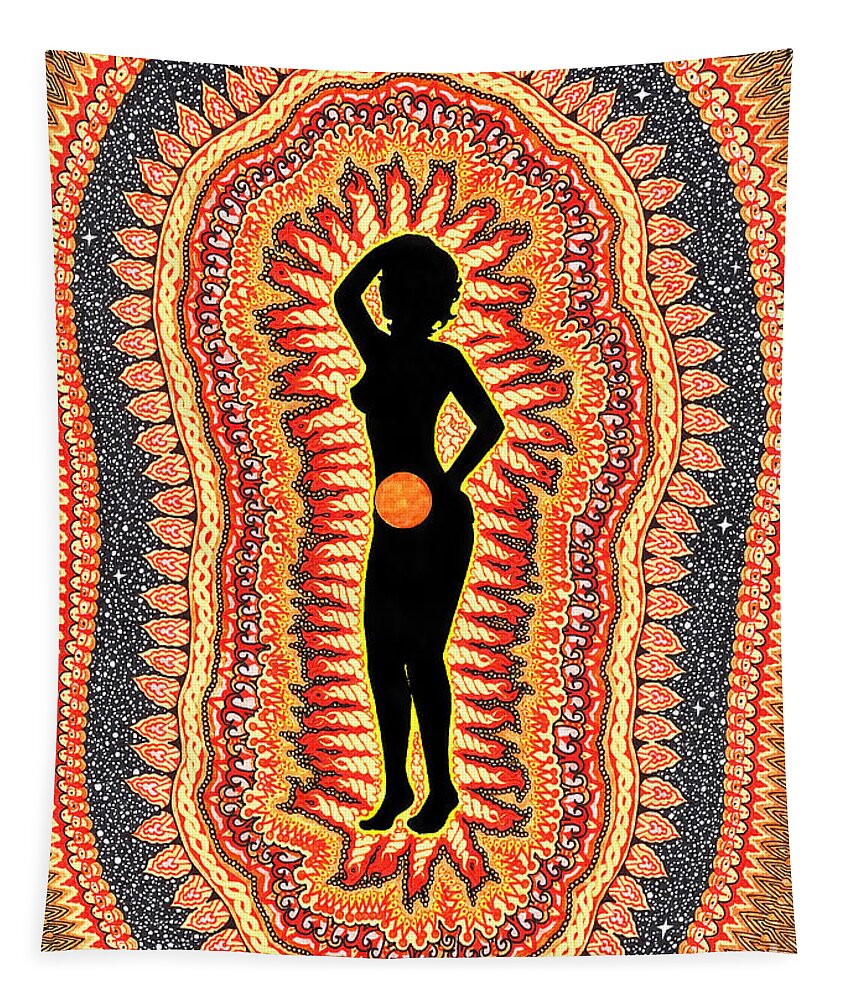 Chakras Tapestry featuring the drawing Sacral Chakra Swadhisthana by Baruska A Michalcikova