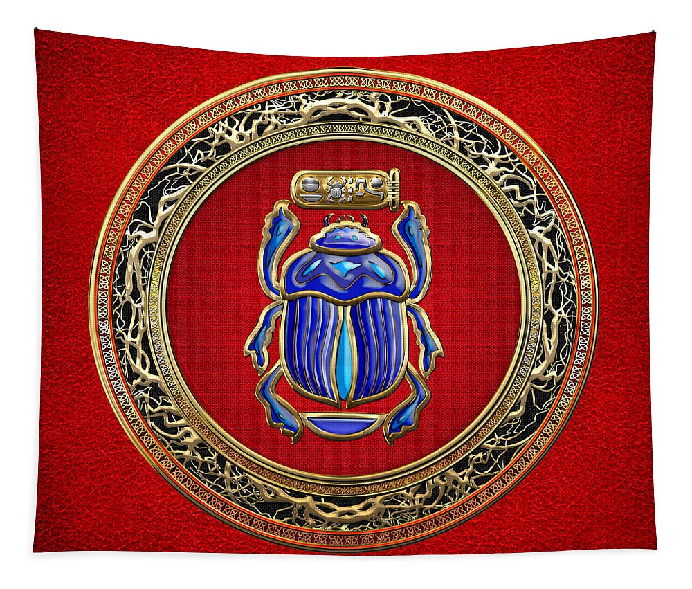 'treasure Trove' Collection By Serge Averbukh Tapestry featuring the digital art Sacred Egyptian Scarab by Serge Averbukh