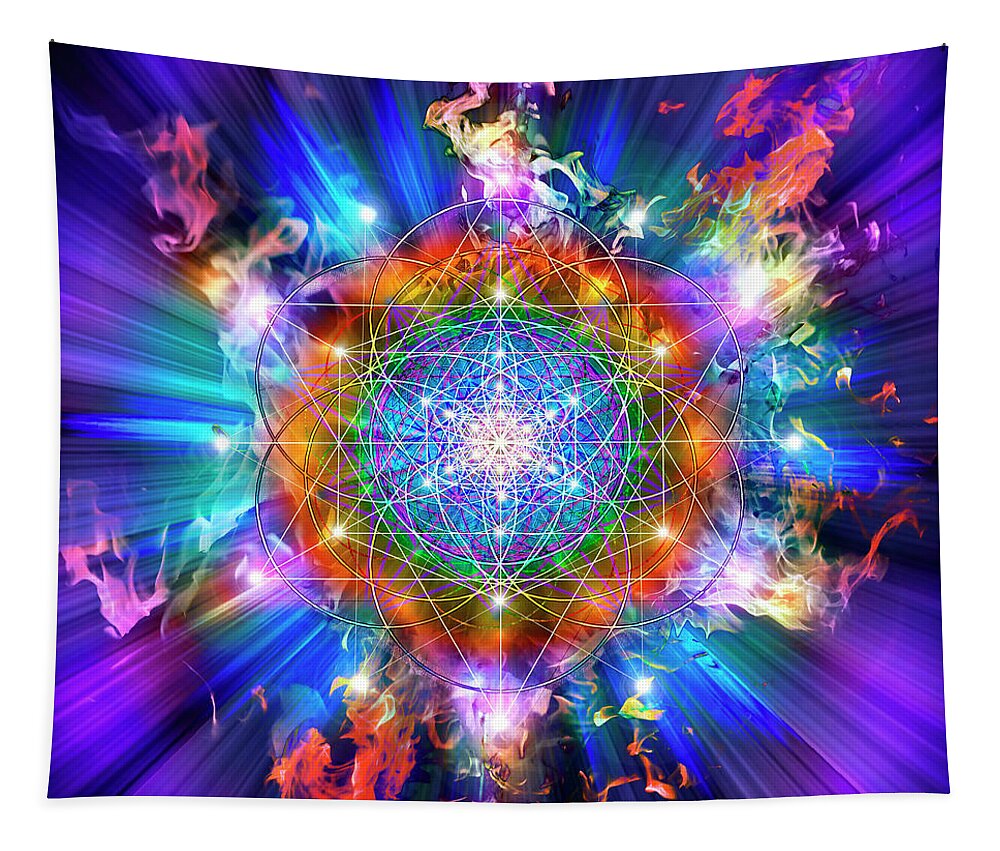 Endre Tapestry featuring the digital art Sacred Geometry 37 by Endre Balogh