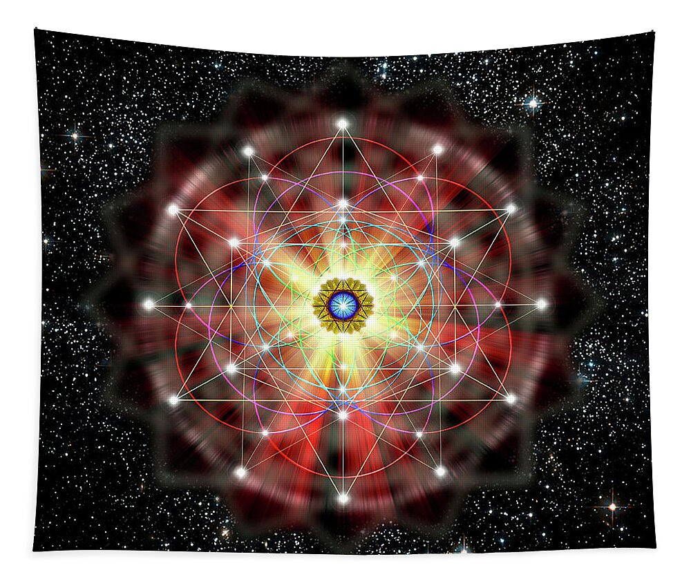 Endre Tapestry featuring the digital art Sacred Geometry 45 by Endre Balogh