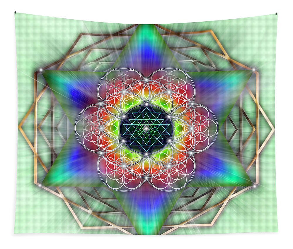 Endre Tapestry featuring the digital art Sacred Geometry 65 Number 3 by Endre Balogh