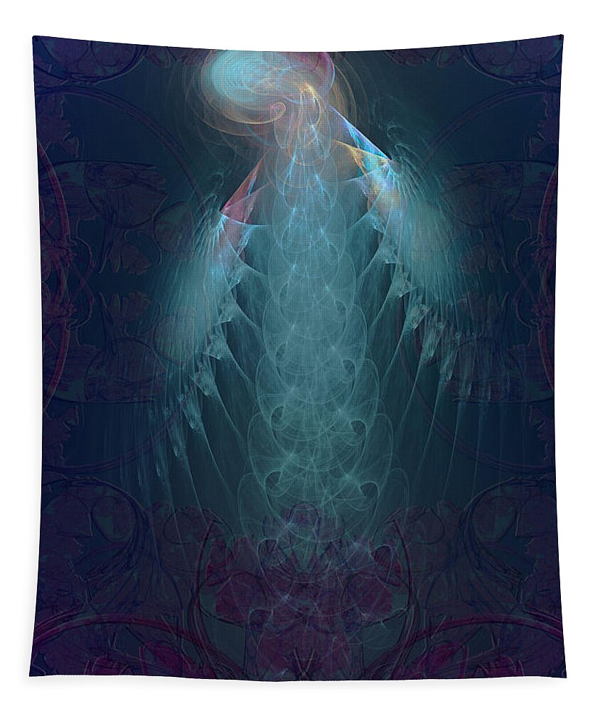 Angel Tapestry featuring the digital art Sad Angel by Klara Acel