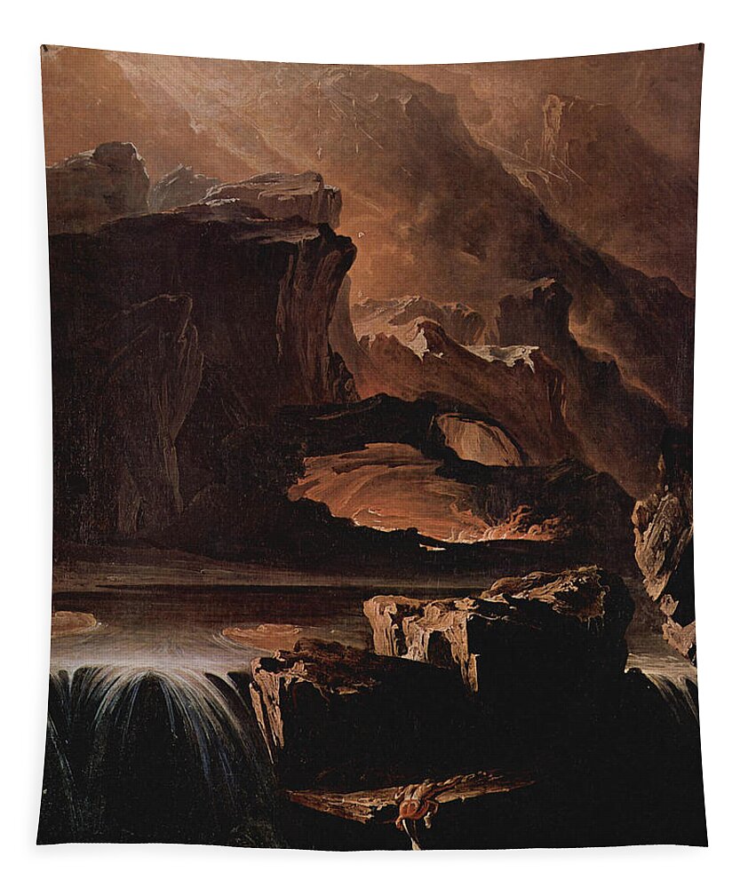 John Martin Tapestry featuring the painting Sadak and the Waters of Oblivion by John Martin