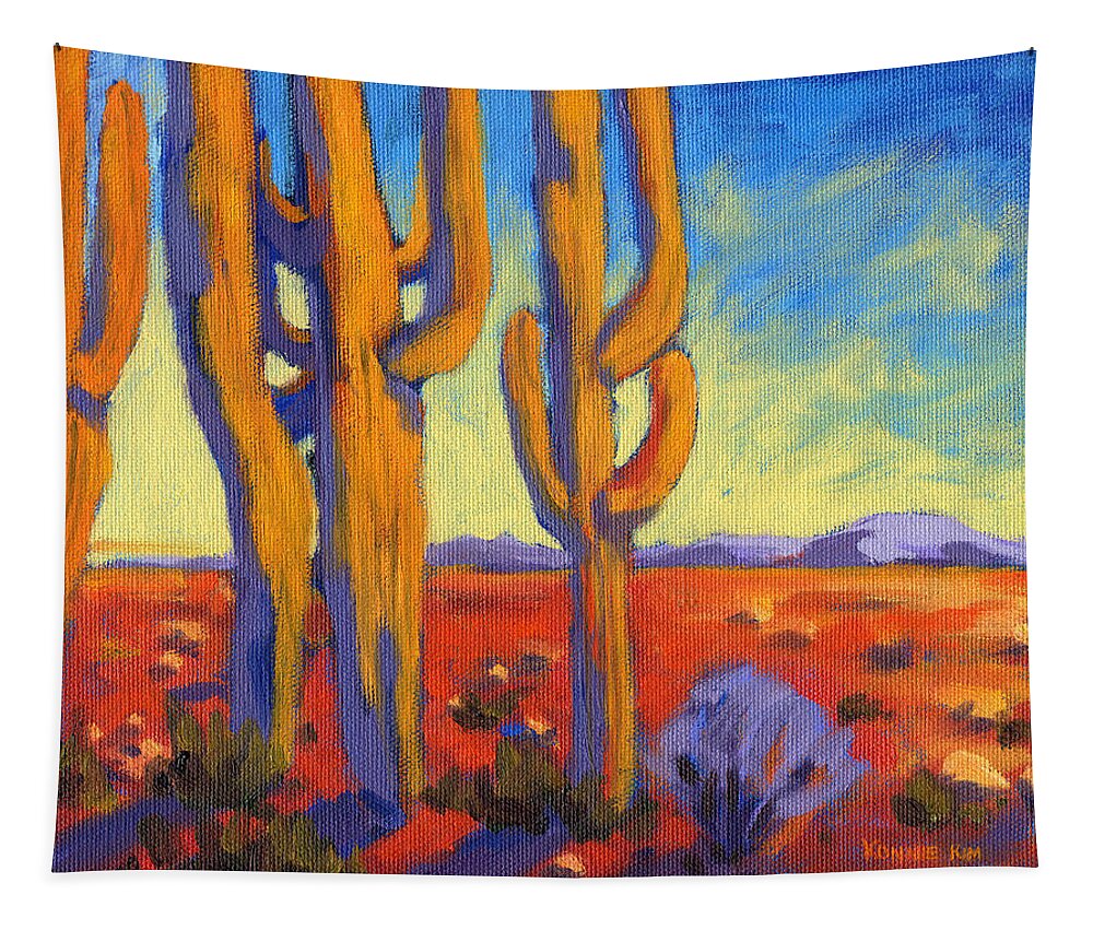 Arizona Tapestry featuring the painting Desert Keepers by Konnie Kim
