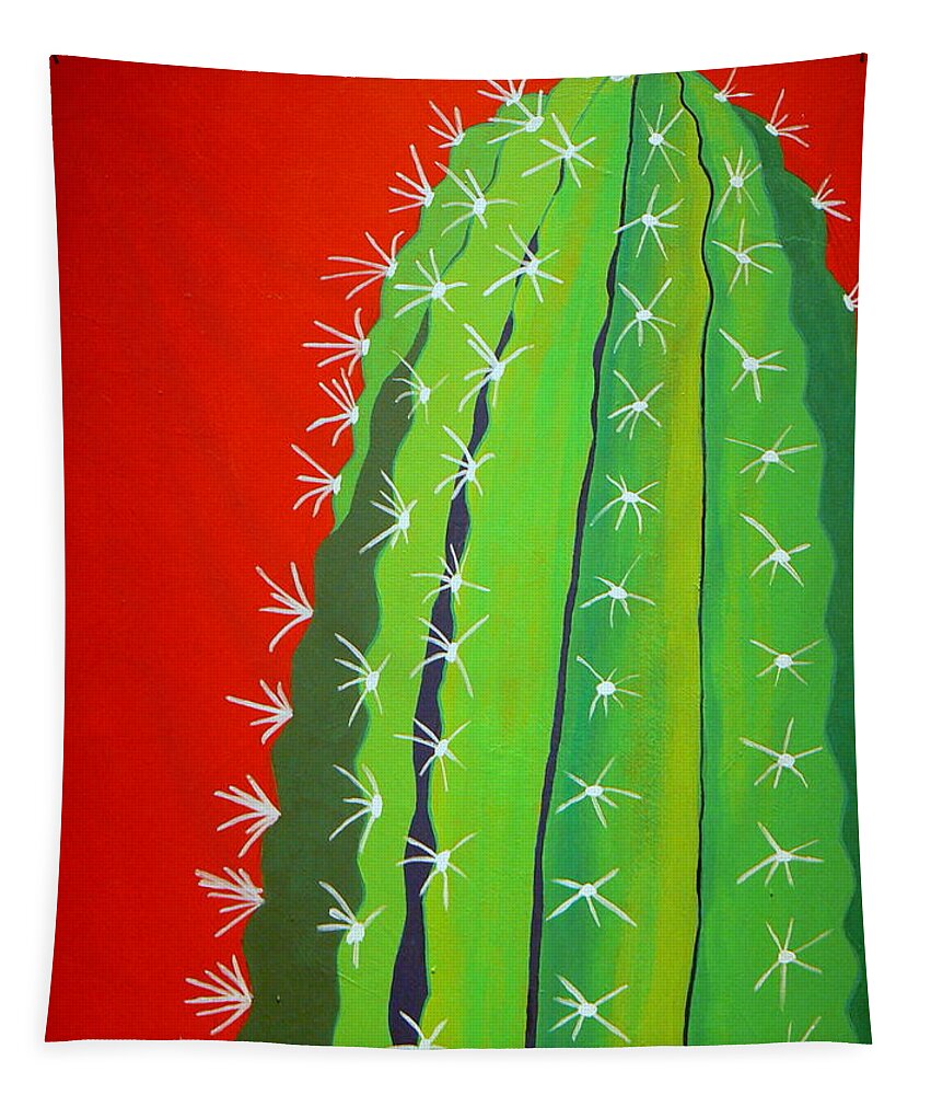 Cactus Tapestry featuring the painting Saguaro Cactus by Karyn Robinson