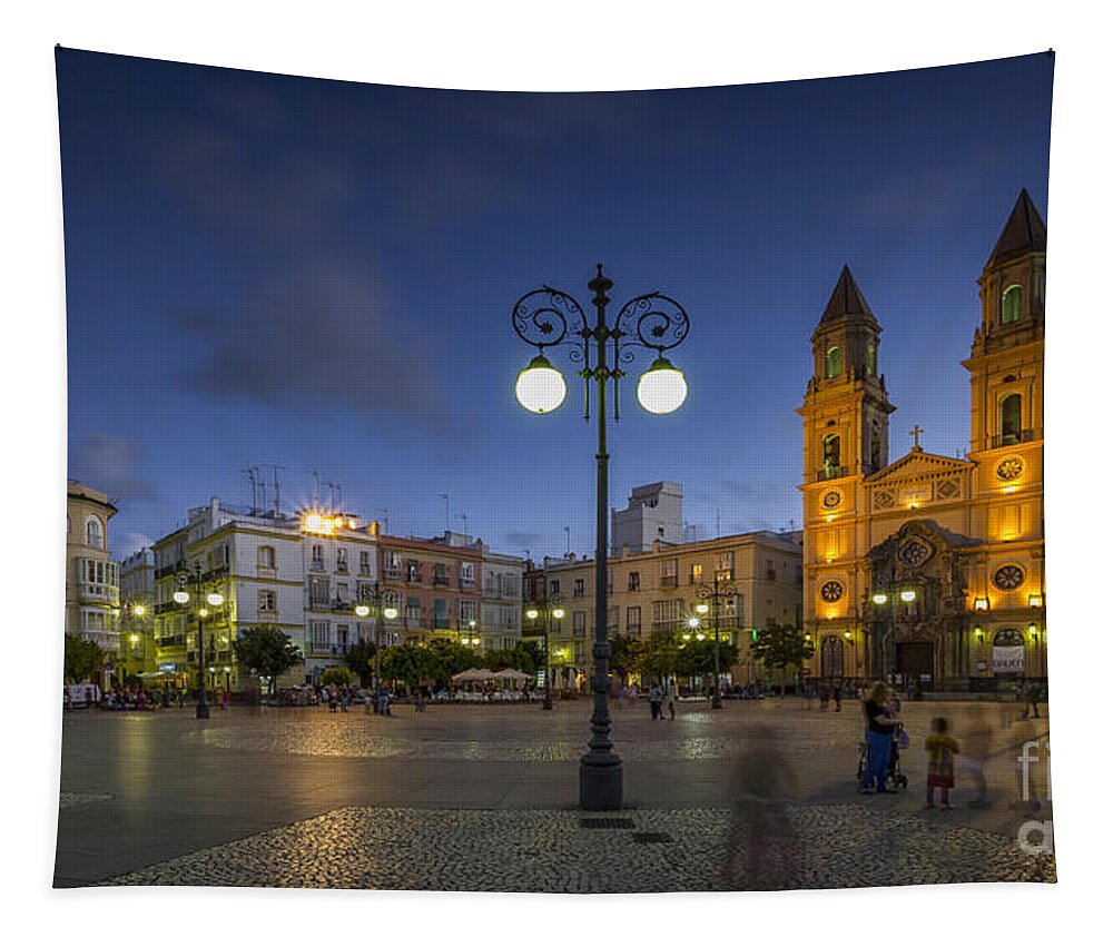 Andalucia Tapestry featuring the photograph Saint Anthony Square Cadiz Spain by Pablo Avanzini