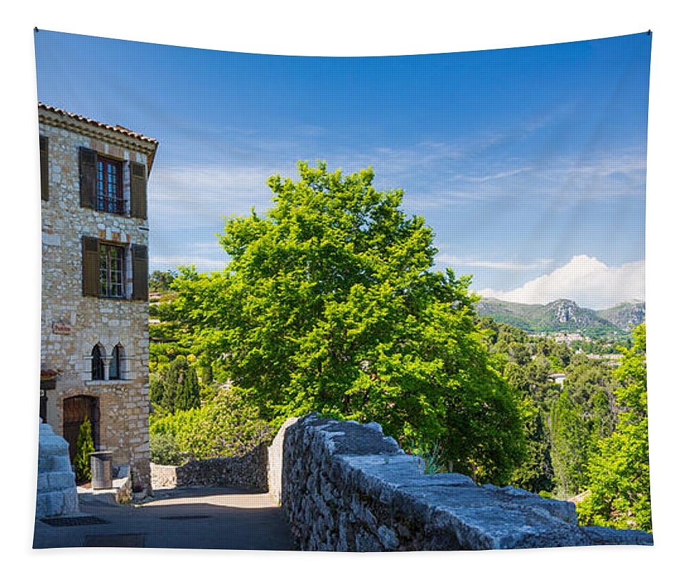 Alpes-maritimes Tapestry featuring the photograph Saint-Paul-de-Vence Panorama by Inge Johnsson