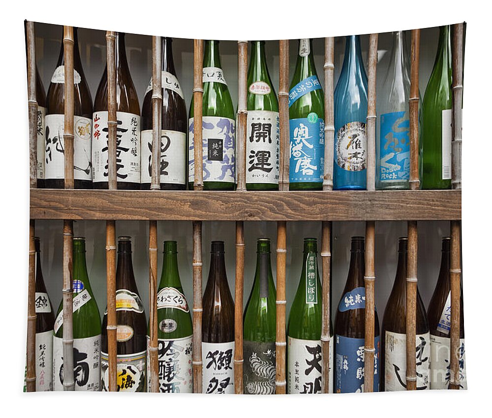 Rice Wine Tapestry featuring the photograph Sake Bottles by Bryan Mullennix