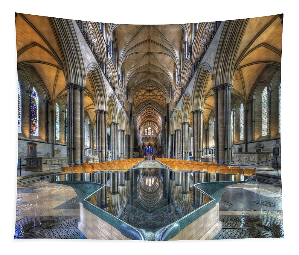 Hdr Tapestry featuring the photograph Salisbury Cathedral by Yhun Suarez
