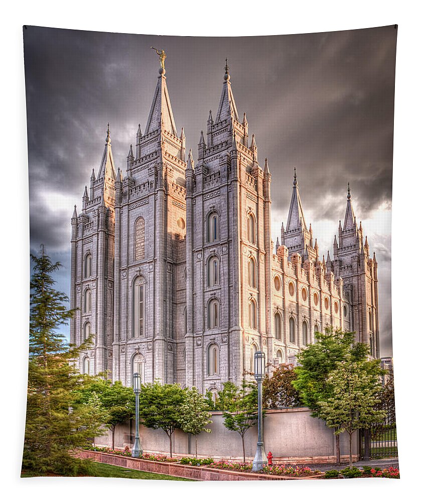 Temple Tapestry featuring the photograph Salt Lake Temple by Niels Nielsen