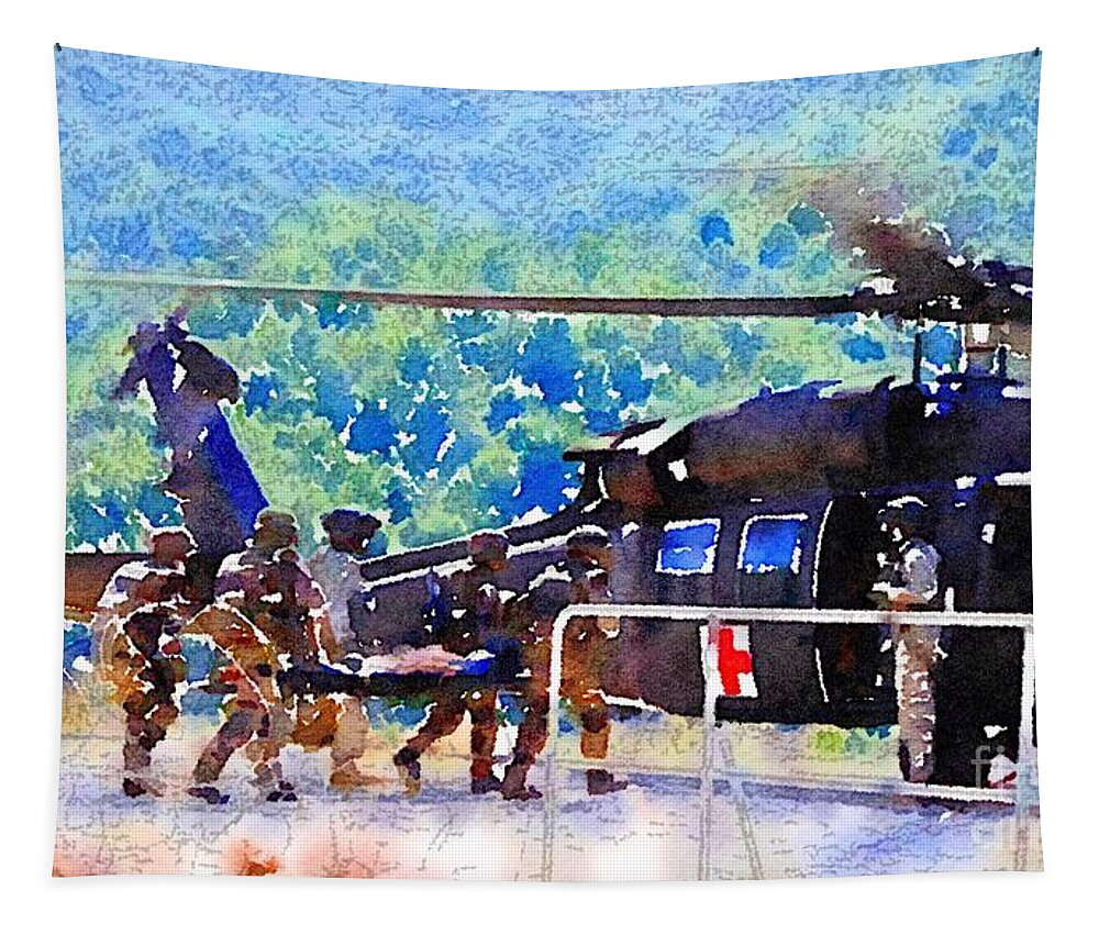 Medical Evacuation Tapestry featuring the painting Salvation by HELGE Art Gallery