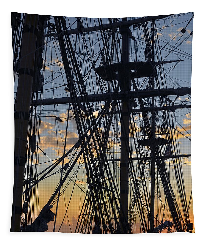 Tall Ships Tapestry featuring the photograph San Diego Sunset by Marianne Campolongo