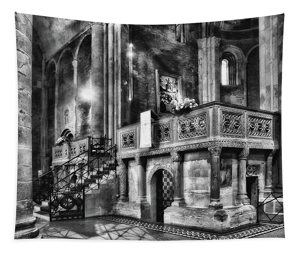 Architecture Tapestry featuring the photograph San Michele toward the altar by Roberto Pagani