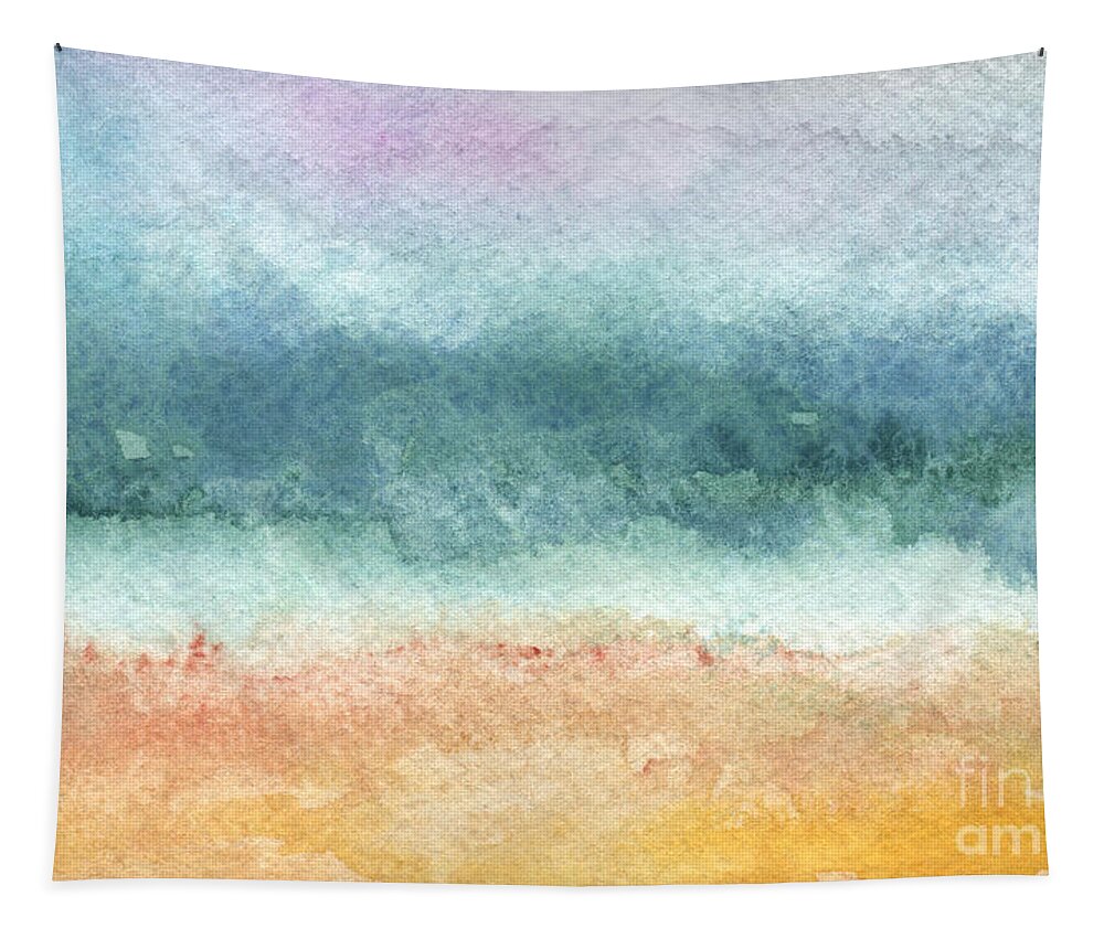 Abstract Tapestry featuring the painting Sand and Sea by Linda Woods