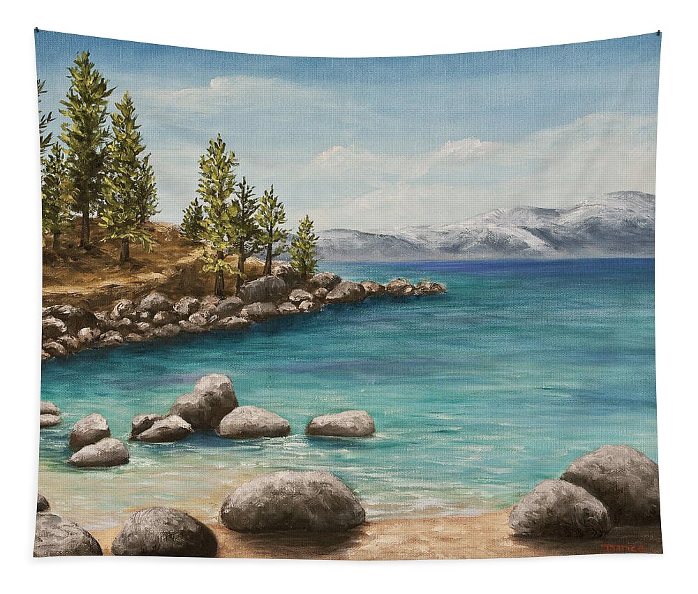 Landscape Tapestry featuring the painting Sand Harbor Lake Tahoe by Darice Machel McGuire