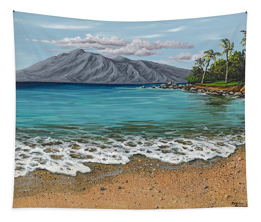 Seascape Tapestry featuring the painting Sandy Beach by Darice Machel McGuire
