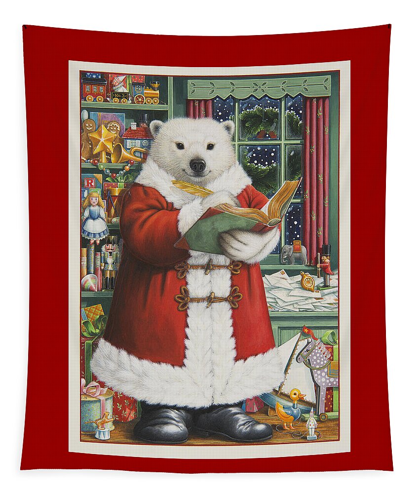 Santa Claus Tapestry featuring the painting Santa Bear by Lynn Bywaters