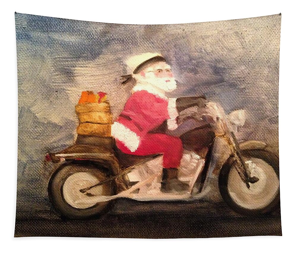 Santa Tapestry featuring the painting Santa Clause is Coming to Town by Sheila Mashaw