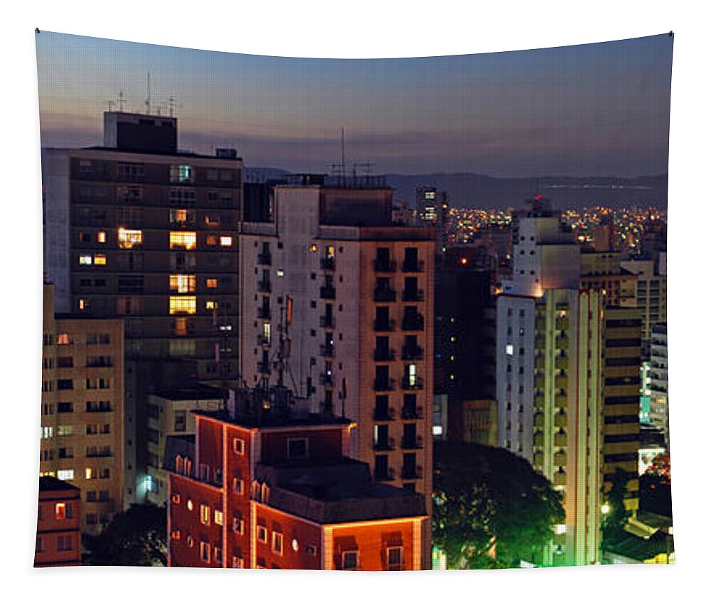 Edificio Tapestry featuring the photograph Sao Paulo downtown at dusk by Carlos Alkmin