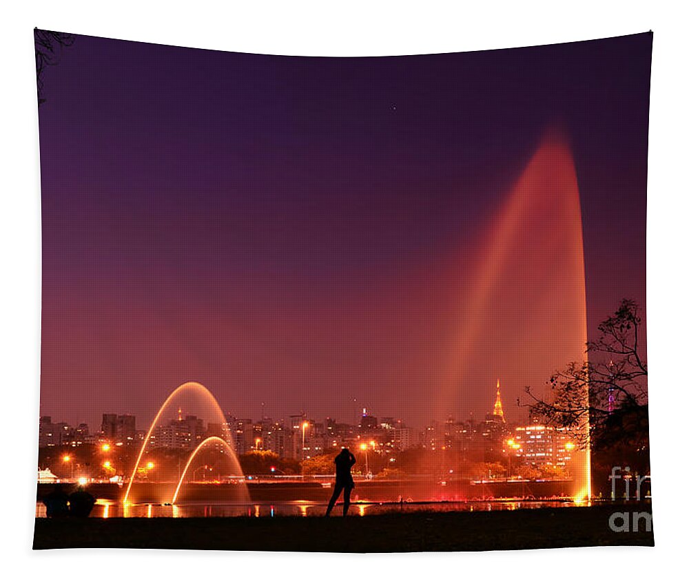 Ibirapuera Tapestry featuring the photograph Sao Paulo - Ibirapuera Park at Dusk - Contemplation by Carlos Alkmin