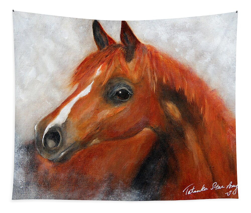Sorrel Horse Tapestry featuring the painting Scarlett by Barbie Batson