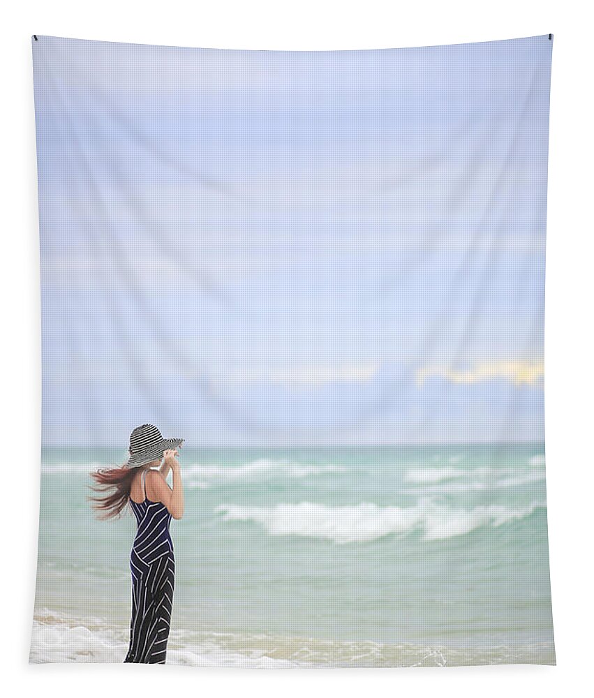 Woman Tapestry featuring the photograph Sea Breeze by Evelina Kremsdorf