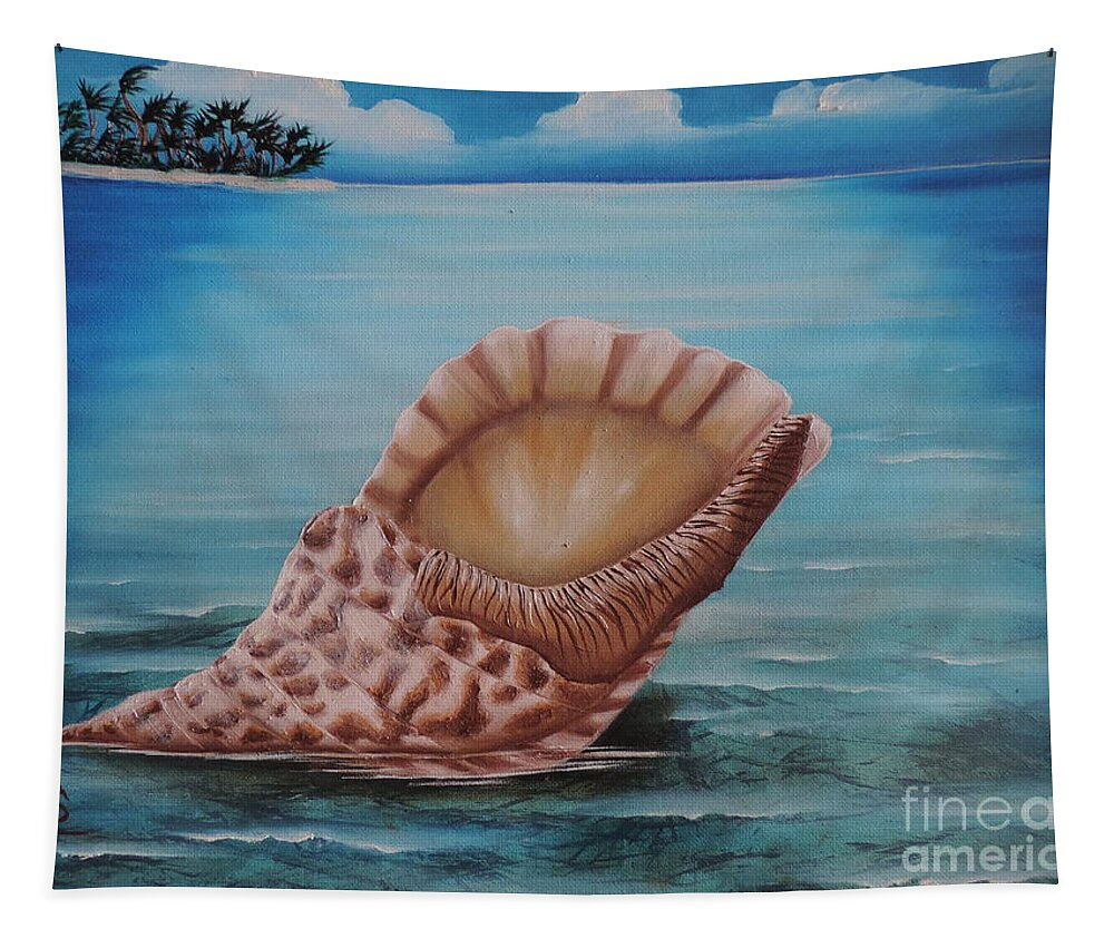 Sea Scapes Tapestry featuring the painting Sea Shell by Dianna Lewis