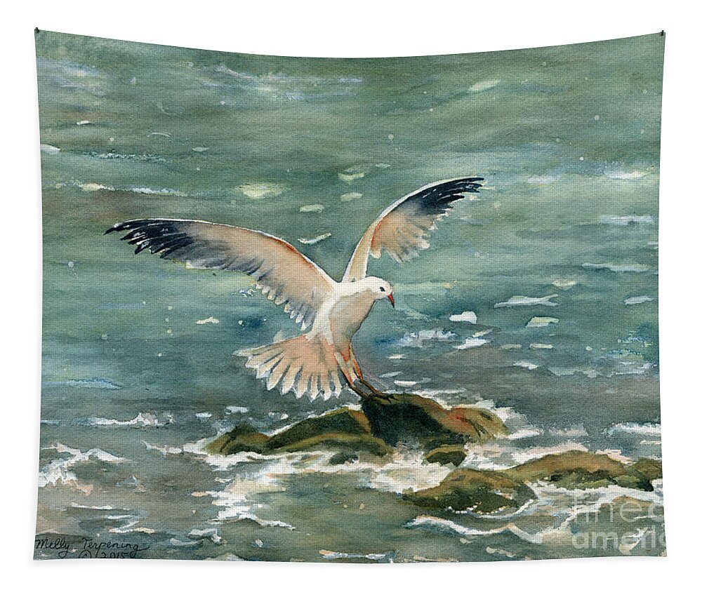 Seagull Tapestry featuring the painting Seagull by Melly Terpening