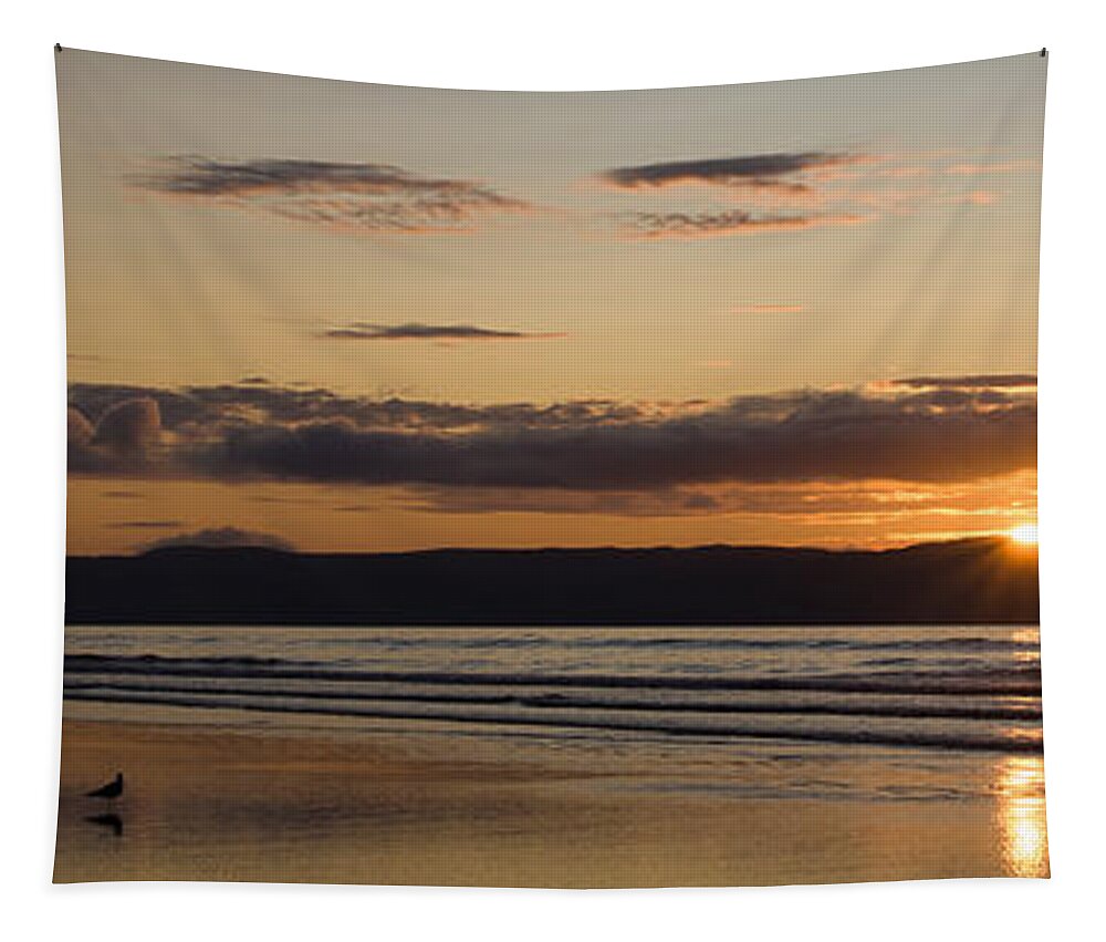 Seagull Tapestry featuring the photograph Seagull Sunset by Nigel R Bell